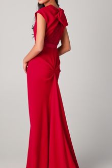 Reem Acra Cap Sleeve Gown with Lace Back Detail - Lyst