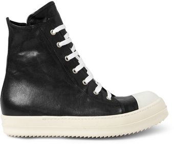 Rick Owens High Top Leather Sneakers - Lyst