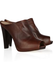 Stuart Weitzman Classy Leather Peep-toe Mules - Lyst