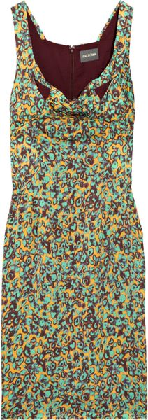 Zac Posen Printed Silk Dress in Green - Lyst