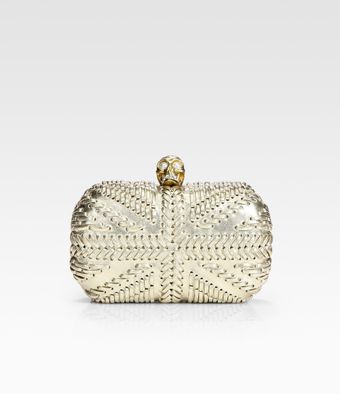 Metallic Leather Skull Clutch 