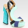 Aperlai Mixedmedia Colorblock Platform Sandals in Blue (aqua) - Lyst