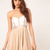 Asos Collection Skater Dress with Lace Bustier in Beige (cream) - Lyst