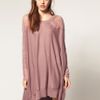 Asos Collection Asos Knitted Trapeze Dress with Lace Insert in Purple (mink) - Lyst