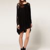 Asos Collection Asos Knitted Trapeze Dress with Lace Insert in Purple (mink) - Lyst