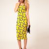 Asos Collection Petite Exclusive Midi Dress in Squiggle Print in Yellow (multi) - Lyst