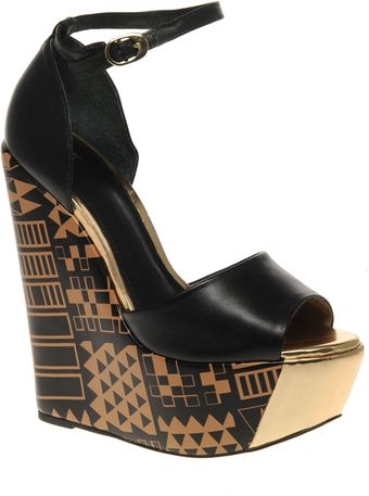 Asos Asos Hunt Super High Leather Wedges with Egyptian Print - Lyst