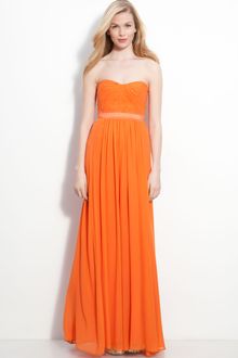 BCBGMAXAZRIA Strapless Silk Chiffon Gown - Lyst