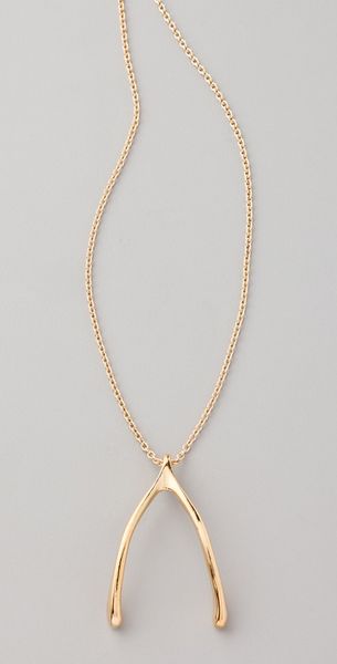 Belle Noel Wishbone Necklace in Gold - Lyst