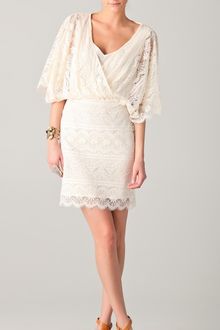 Beyond Vintage V Neck Lace Batwing Dress - Lyst