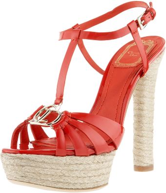 Dior Tomato Red Patent Leather Espadrille Stacked Heel Platforms - Lyst