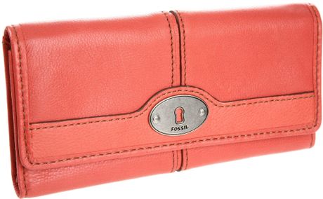 Fossil Maddox Flap Clutch Wallet in Pink (rose) - Lyst