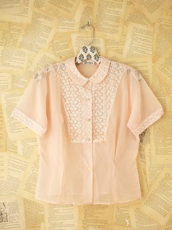 Free People Vintage Sheer Peter Pan Collared Top - Lyst