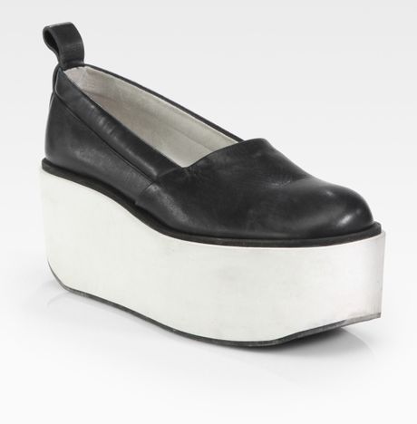jil sander leather platform sneakers