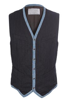 Kolor Pinstriped Linen-denim Waistcoat with Raw Denim - Lyst