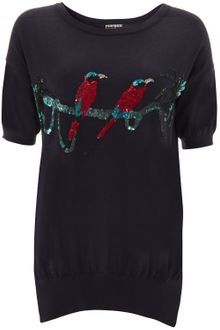 Markus Lupfer Navy Short Sleeve Sequin Birds Jumper - Lyst