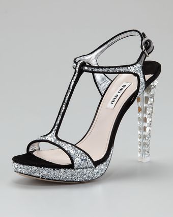  Glitter Platform T-strap Sandal 