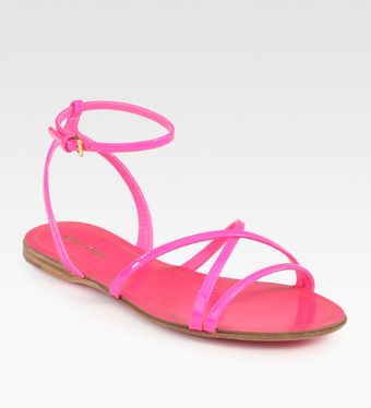 Miu Miu Patent Leather Criss-cross Sandals - Lyst