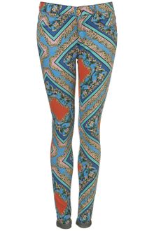 Moto Baroque Print Skinny Jeans - Lyst