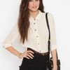 Nasty Gal Scalloped Silk Blouse in Beige (cream) - Lyst