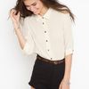 Nasty Gal Scalloped Silk Blouse in Beige (cream) - Lyst