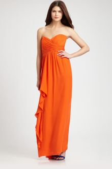 Nicole Miller Strapless Silk Chiffon Gown - Lyst