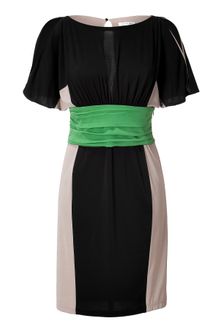 Paule Ka Black and Light Taupe Cut Out Sleeve Dress - Lyst