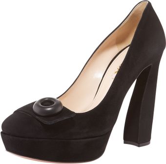  Button-toe Suede Modern Pump 