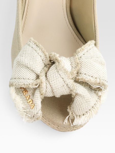 (natural Prada slingback Canvas  in Sandals Espadrille Wedge sandals Beige   Slingback canvas