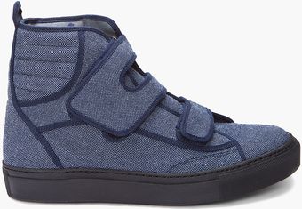 Raf Simons High Denim Velcro Sneakers - Lyst