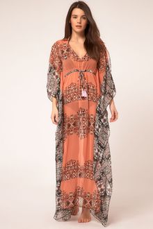 River Island Orange Ethnic Print Maxi Kaftan - Lyst