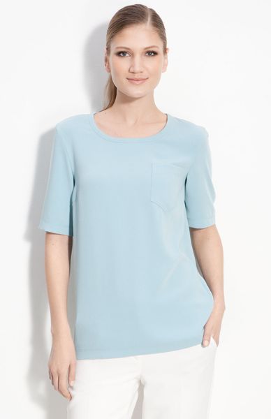 St. John Collection Jewel Neck Tee in Blue (pool) - Lyst
