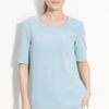 St. John Collection Jewel Neck Tee in Blue (pool) - Lyst