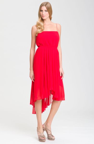 Suzi Chin For Maggy Boutique Spaghetti Strap Asymmetrical Dress in Red (chili) - Lyst