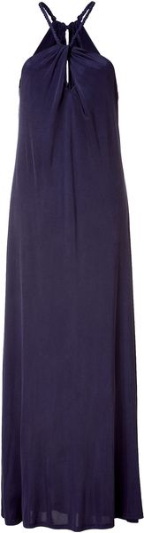 Tara Jarmon Neck Halter Maxi Dress in Blue - Lyst