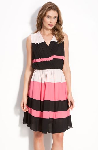 Taylor Dresses Stripe Georgette Dress - Lyst