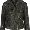 Topshop Metallic Snakeskin Leather Jacket in Green - Lyst