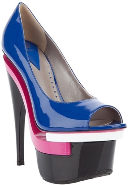 Versace Peep Toe Shoe in Blue - Lyst