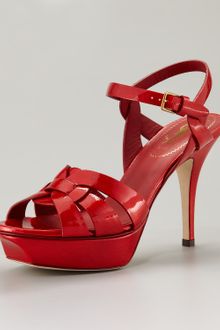Yves Saint Laurent Tribute Platform Sandal, Poppy - Lyst