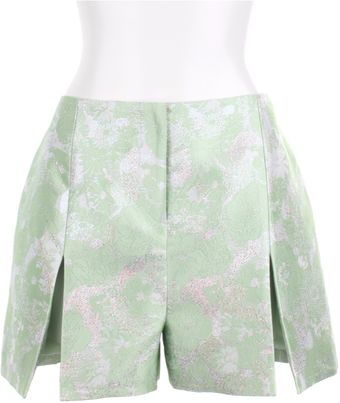 Christopher Kane Green and Grey Floral Silk Brocade Shorts - Lyst