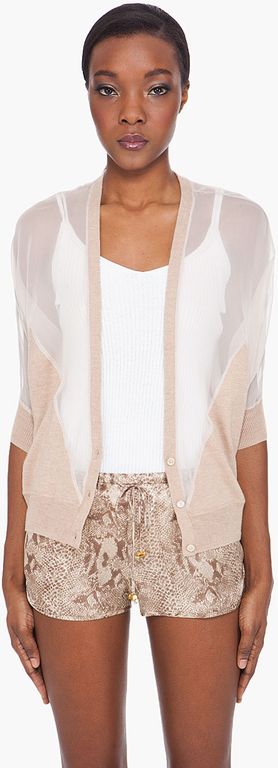 Haute Hippie Nude Silk Blend Cardigan in Pink nude