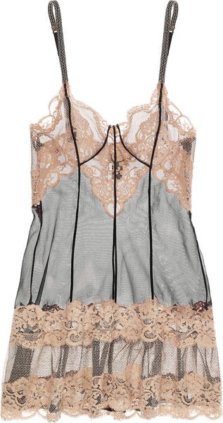 La Perla Lace and Tulle Chemise in Pink (blush) - Lyst