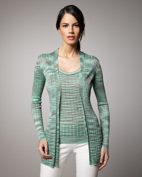 M Missoni Ribbed Spacedye Cardigan in Green (mint) - Lyst