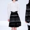 Richard Chai Fall 2012 Striped Skirt with Large Pleats in Gray (black, grey) - Lyst