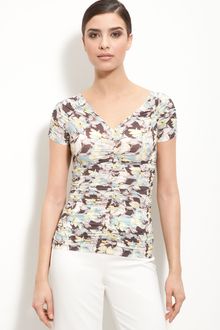 St. John Collection V-neck Floral Print Jersey Top - Lyst