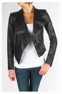 Helmut Lang Cropped Waxed Shine Leather Jacket in Black - Lyst