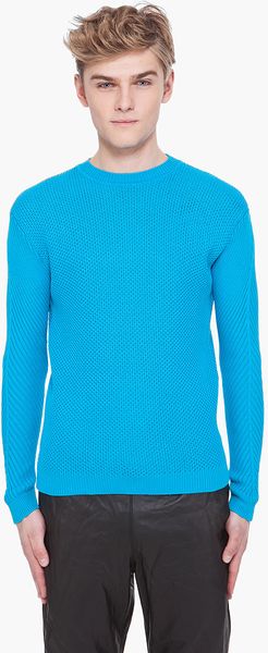 Raf Simons Blue Ribbed Sweater - Lyst