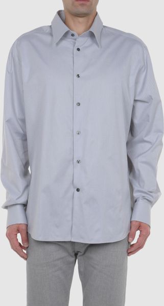 Versace Collection Long Sleeve Shirts in Gray for Men (grey) - Lyst