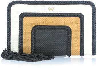Anya Hindmarch Tricolour Straw Clutch Bag - Lyst
