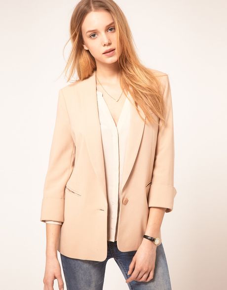 Asos Collection Asos Tux Blazer in Loose Fit in Beige (nude) - Lyst